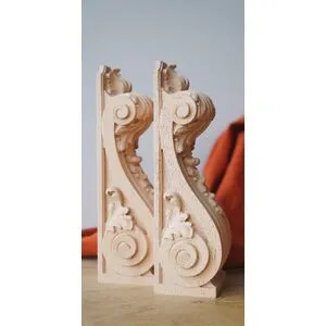 oak ornate corbel features a mesmerizing scroll design 